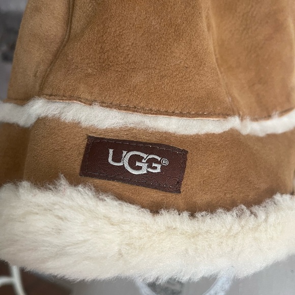 UGG Tan Sheepskin Bucket Hat with Sherling Lining and Trim main image 5